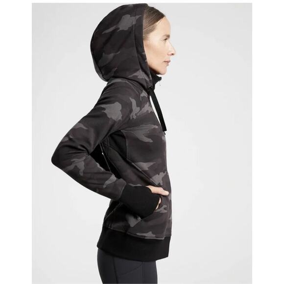 ATHLETA Triumph Camo gray black  hoodie full zip jacket size MEDIUM - Picture 1 of 11